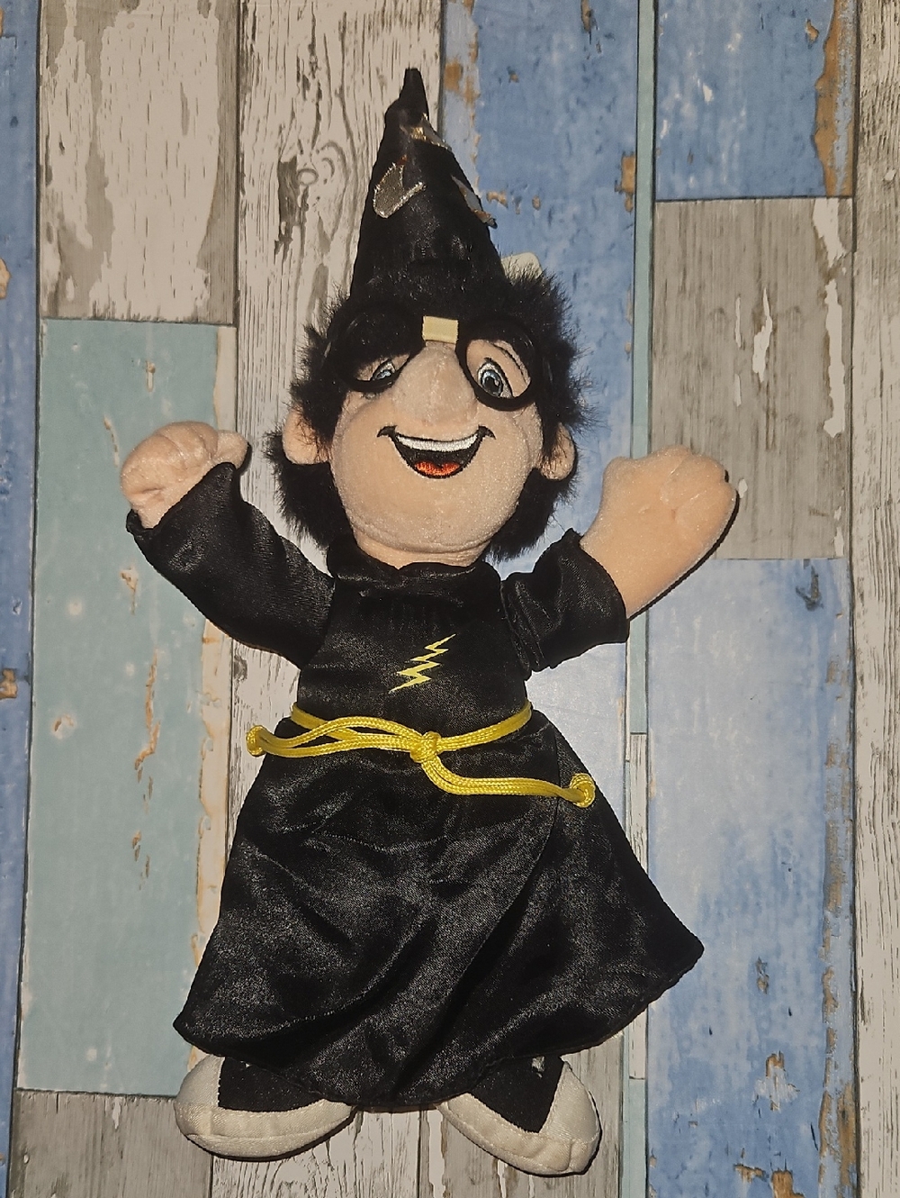 VTG 12" Wizard Boy in Black Robe, Wizard Hat and Glasses from Novelty Inc